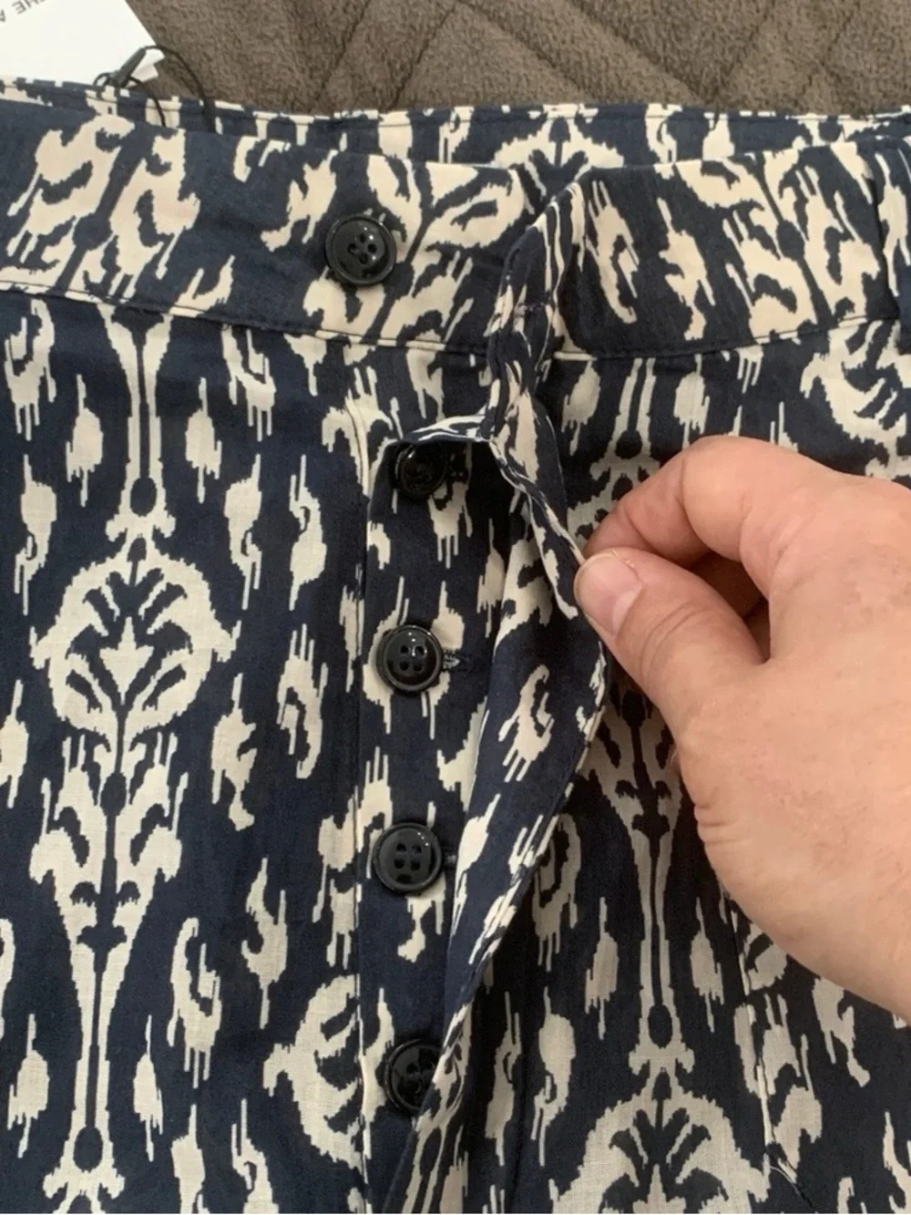 Zara Ikat Print Wide Leg Button Front Boho Wide Leg 100% Cotton Relaxed Pant XXL